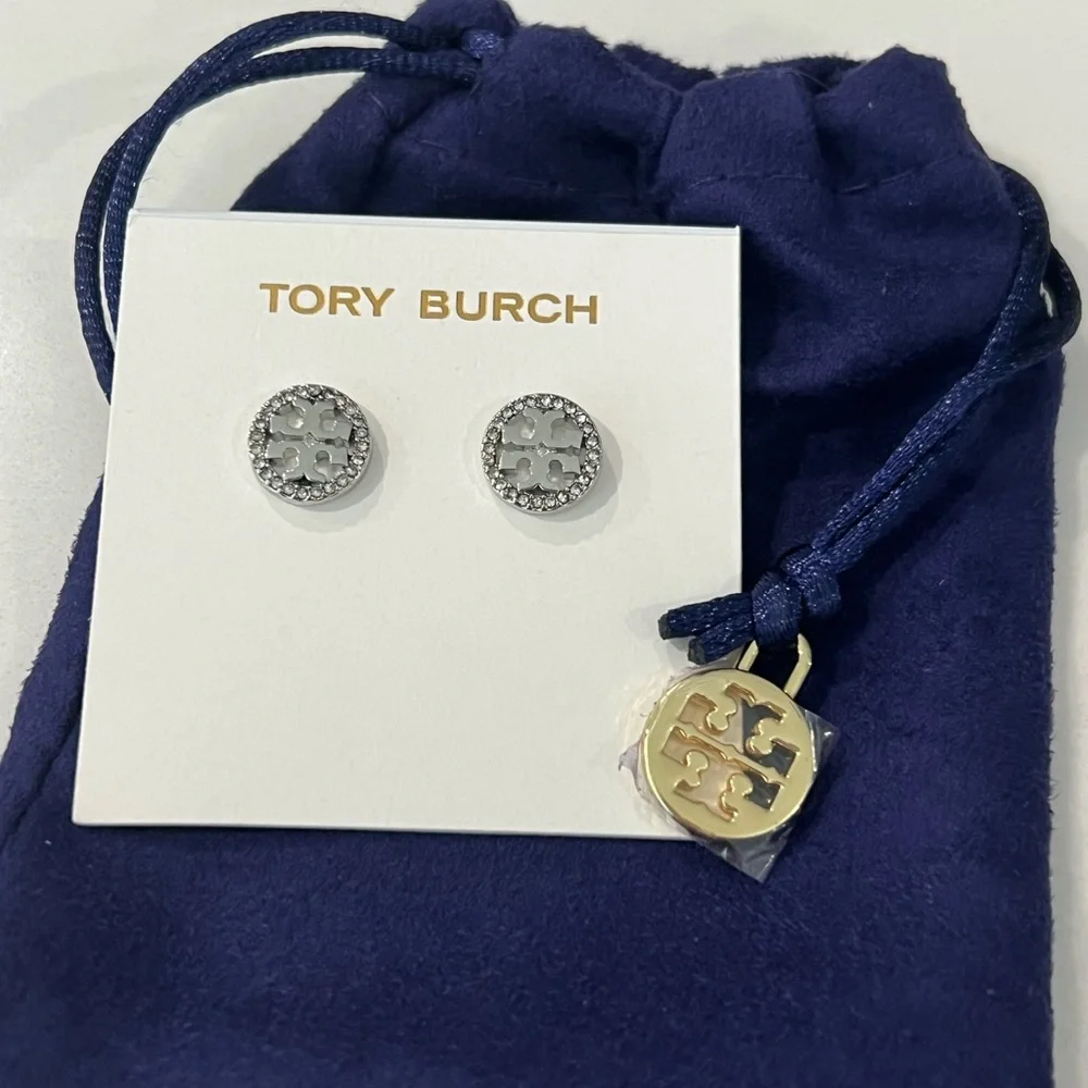 Tory Burch Miller Pave'Stud Earrings - Picture 7 of 9